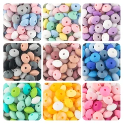 Sunrony 50/100Pcs Silicone Lentil Beads 12mm Eco-Friendly Bead For Bracelets DIY Pacifier Chain Components For Jewelry Making