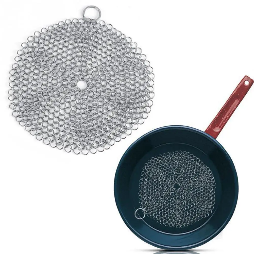 Cast Iron Cleaner Kitchen Rust Pot Pans Cleaning Scrubber Steel Rust Remover Scraper Brush Kit Metal Cleaning Brush