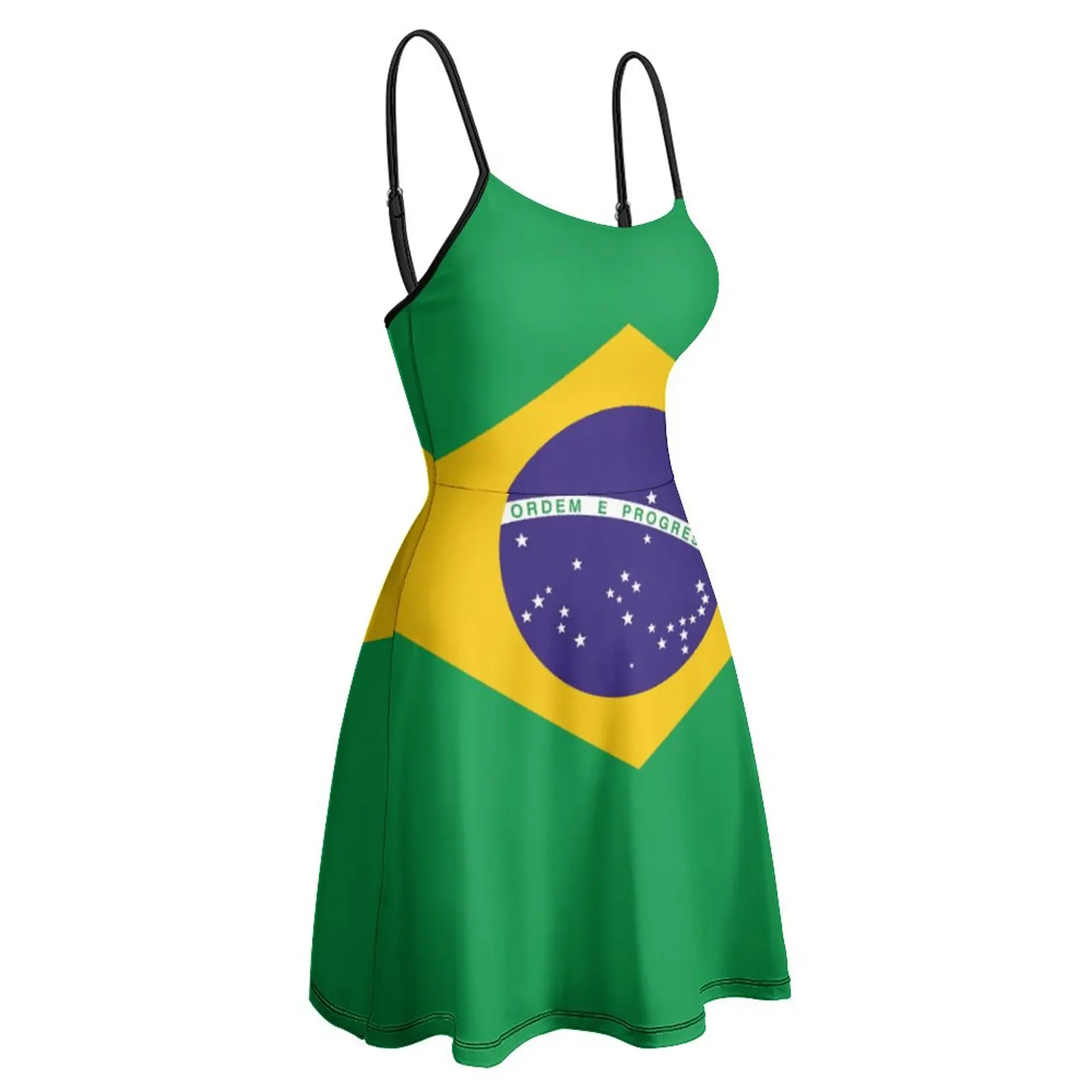 Vestido con tirantes de la bandera de Brasil para mujer, ropa Sexy clásica para fiestas, Humor