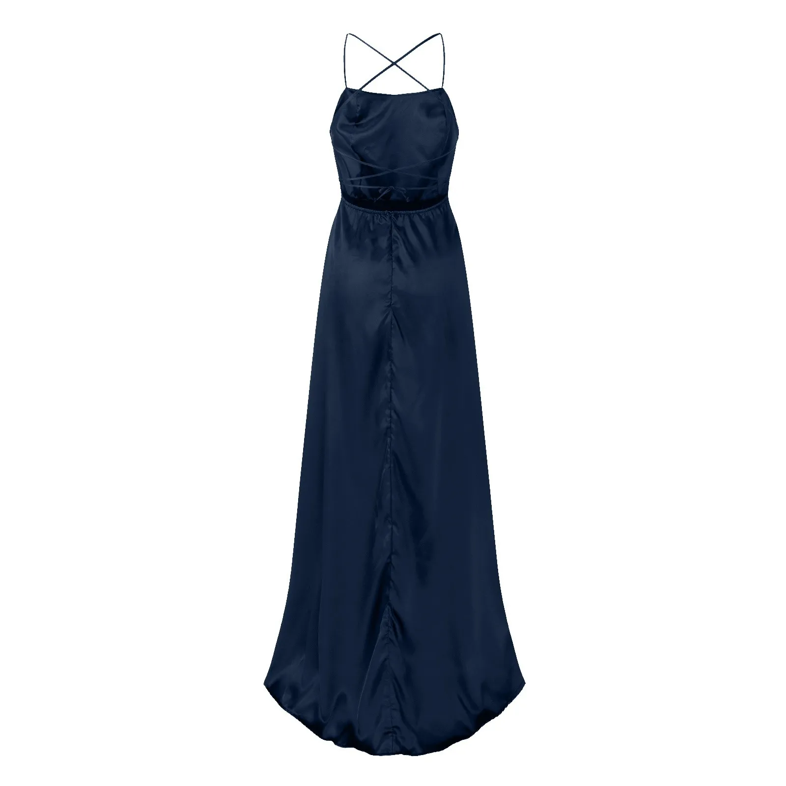 Vestido largo de satén con espalda descubierta para mujer, traje Formal elegante con abertura lateral para boda, fiesta de noche, graduación y Gala