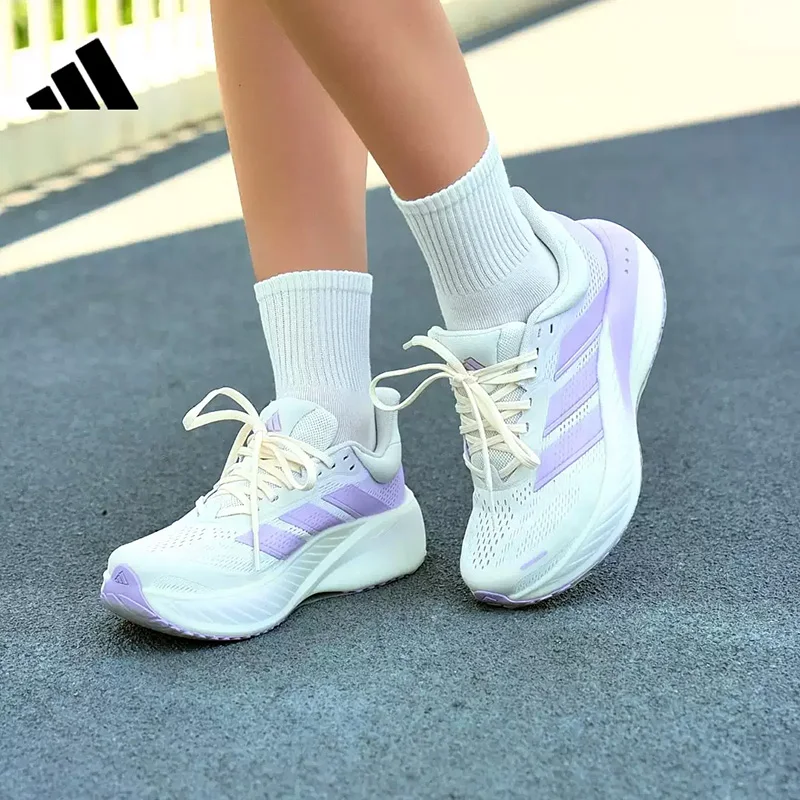 Zapatillas deportivas adidas Off White Lavender Cushion para correr, zapatillas deportivas transpirables de malla que absorben los golpes para mujer, KI2352