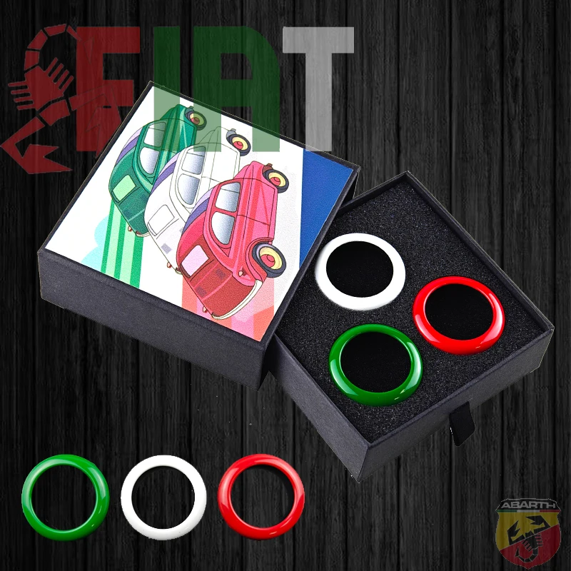 

Brand New ABS Material Racing Style Italian Color Interior Button Rings Cover Decorate For Fiat 500 Abarth 595 695 (3PCS/Set)