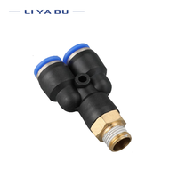 1/10 PX4/6/8/10/12-01/02/03/04 Y threaded three - way pneumatic joint Male Thread One Touch Push in Y  Pneumatic Quick Fittings