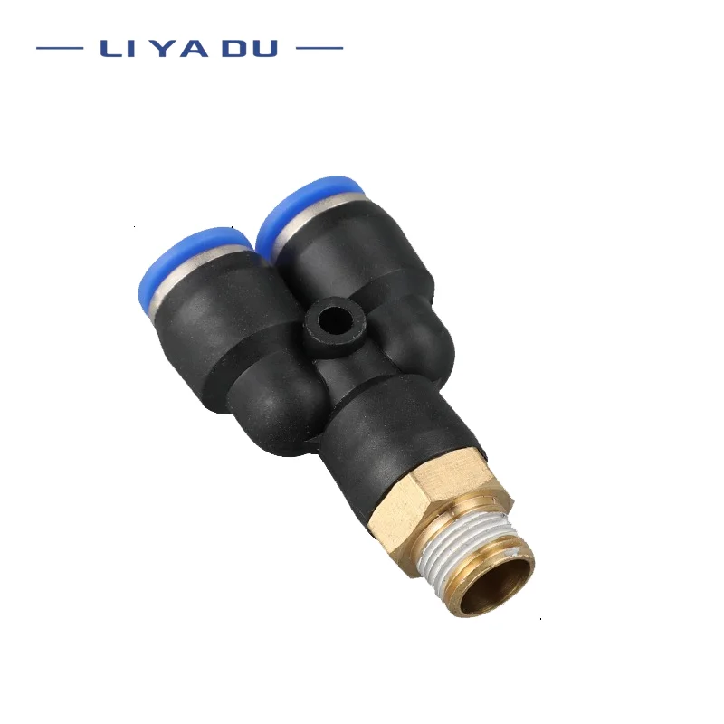 PX4/6/8/10/12-01/02/03/04 Y threaded three - way pneumatic joint Male Thread One Touch Push in Y  Pneumatic Quick Fittings