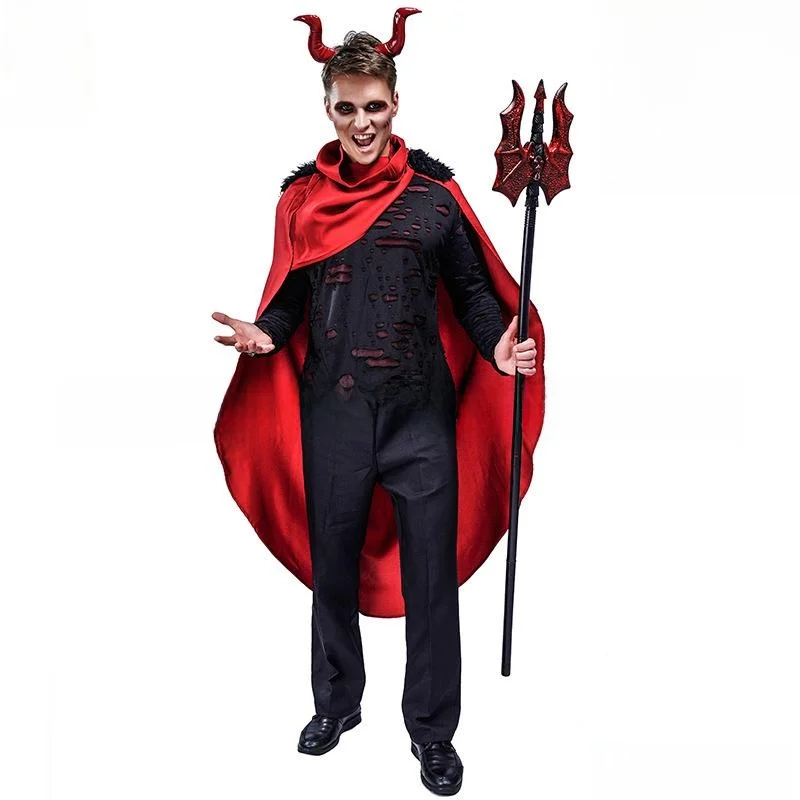 Costume d'halloween pour hommes adultes, vêtements de spectacle sur scène du diable rouge, tenue de jeu de rôle, Costume de scène ethnique traditionnel