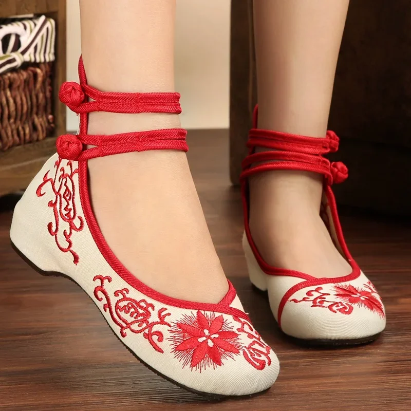 Sunflower Embroidered Women Canvas Ballet Flats Ankle Strap Ladies Casual Cotton Chinese Embroidery Ballerina Shoes 2026