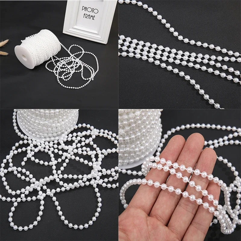 5M/Lot 3/4/5/6/8mm Mini Imitation Pearl Beads Chain Garland Pearl Beads For Wedding Party Decor Bridal Bouquet Chandelier DIY