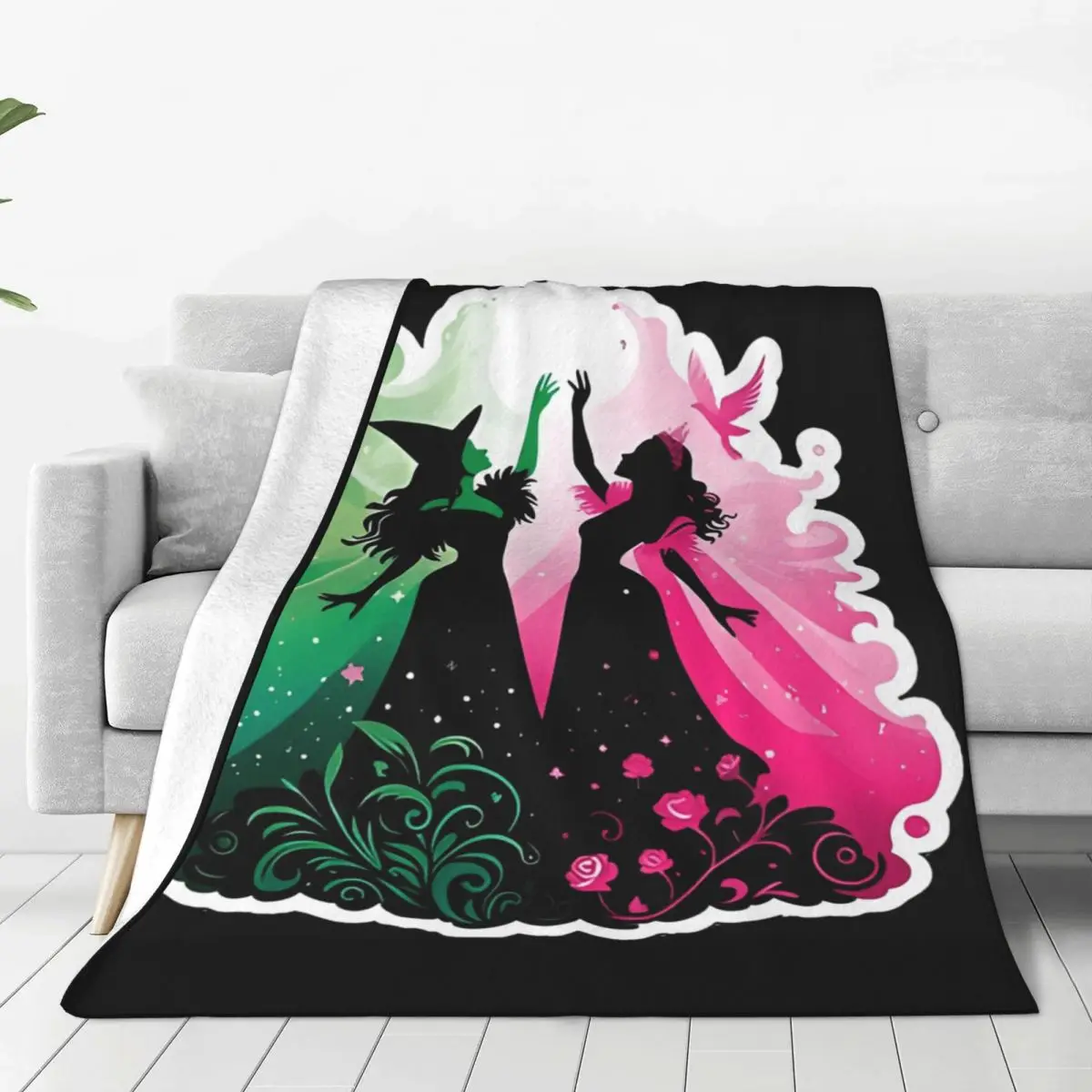 Wicked Elphaba & Glinda Blanket Quality Warm Throw Blanket Winter Airplane Travel Living Room Pattern Bedspread