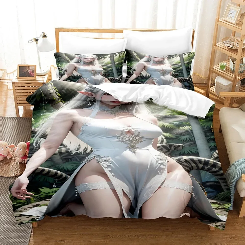 

Sexy Elf Girl High-grade 3D NEW Duvet Cover Pillowcase Bedding Set Adult Boy Girl Bedroom Decoration Single Double Large
