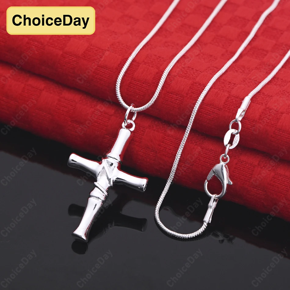 

ChoiceDay Fashion 925 Sterling Silver Delicate Cross Pendant Necklace Women's Jewelry Party Accessories Gift