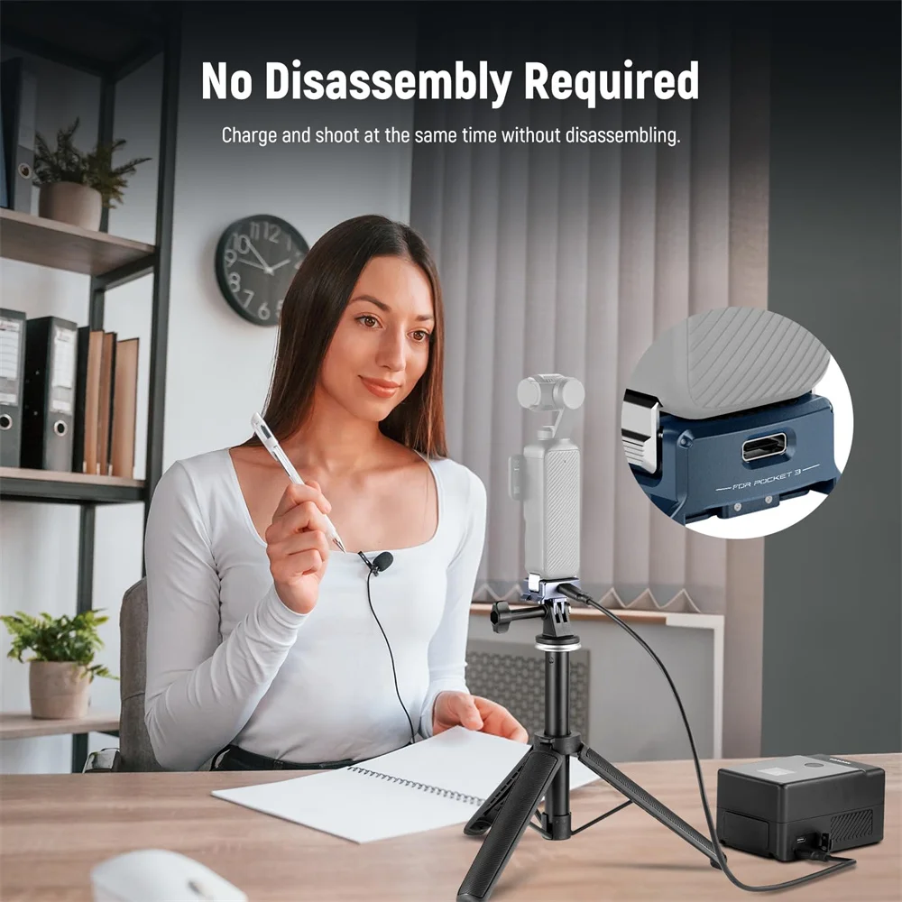 NEEWER Soporte magnético para cámara para DJI Osmo Pocket 3 Base adaptadora de carga plegable con accesorios para Cámara de Acción Arca de 1/4"