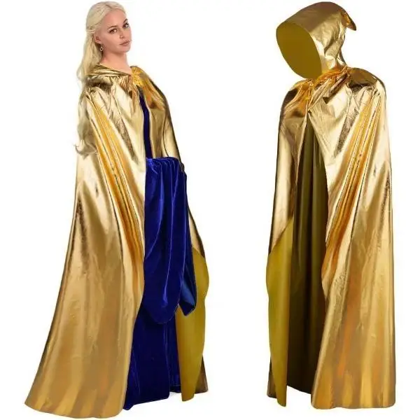 Capa de Tecido Brilhante de loween com Capuz e Cinto, Fsia para Apresentações, Chapéu iado, Roupa Tradicional Chines...