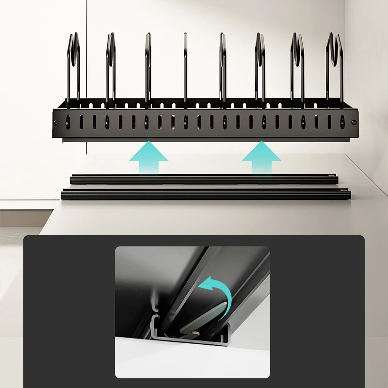 المطبخ سحب للخارج رف أوعية قابل للتعديل خزانة صواني أطباق التقسيم الرف مع القضبان الشريحة درج منظم رفوف تخزين