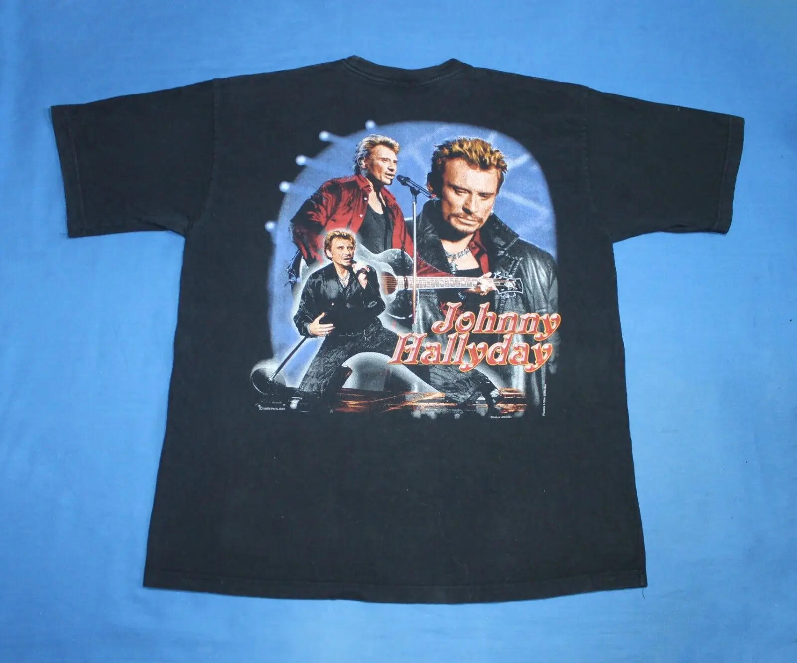 Y2K Vintage 2001 Johnny Hallyday T-shirt Rock and Roll Men's Tee Funny Short Sleeve Tshirt Streetwear