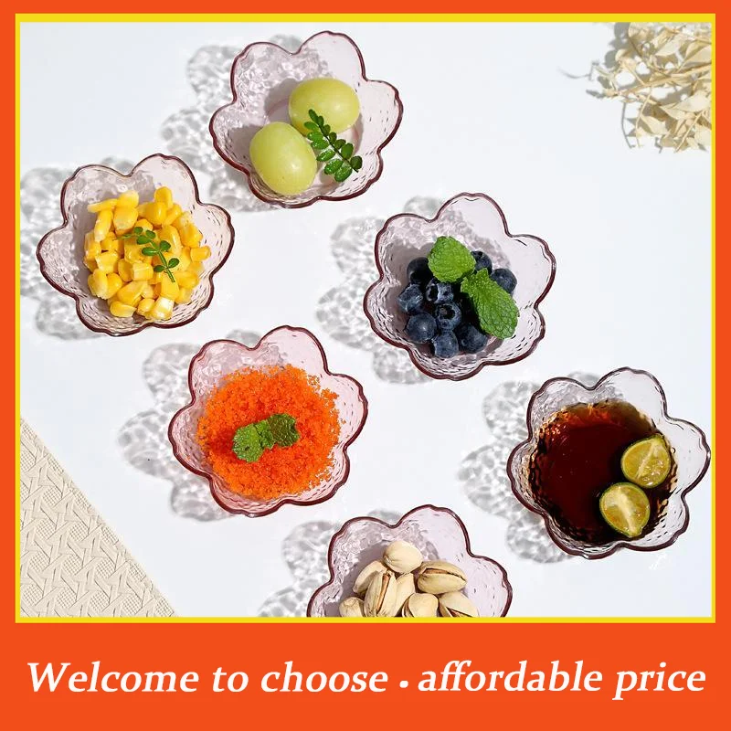 {}Flower Shaped Clear Plastic Bowls Stackable Design Perfect For Serving Fruits Snacks Nuts Home Daily Use