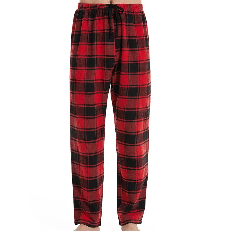 Fashion Casual Checked Red Tartan Pajama Pants Soft Comfortable Elastic Waistband New Men's Checkered Sleepwear Home Lounge Pant