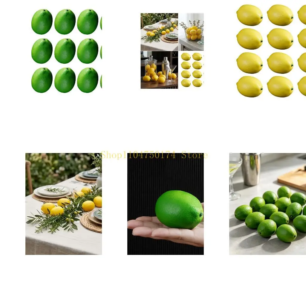 Set of 12 Realistic Lemon Fruit Model for Bowl Arrangements and Photo Use Top Sale