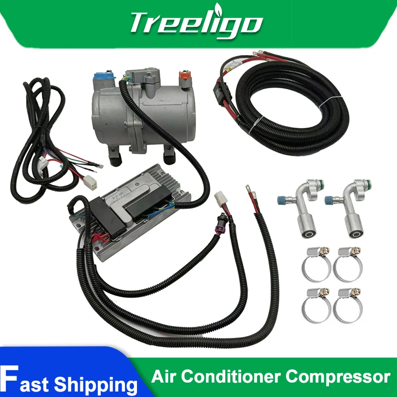 

12V 24V Electric Air Conditioner Compressor A/C Set Air Conditioning Compressor For Car Truck Bus Automotive Boat Tractor Aircon