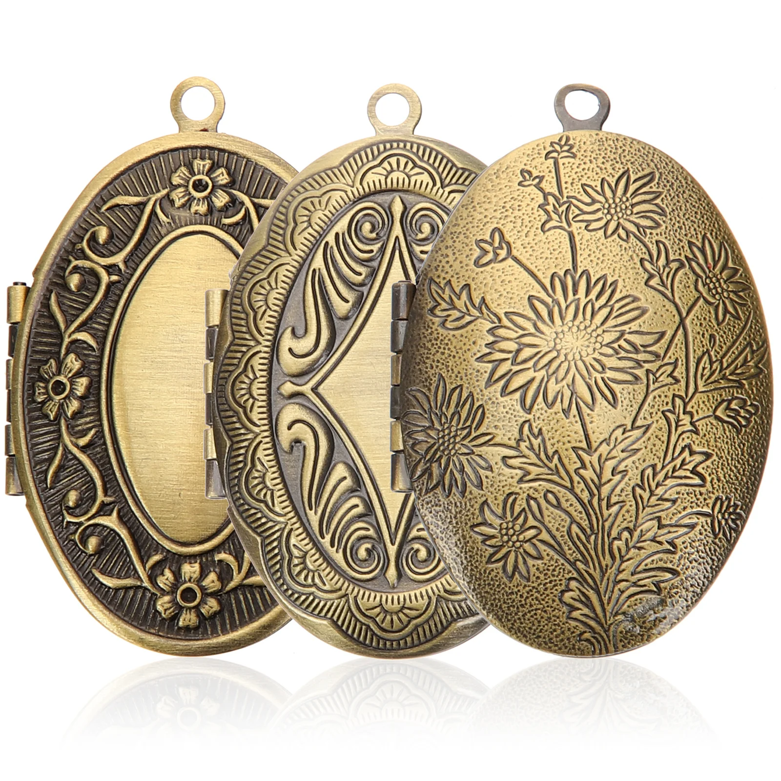 

3Pcs Metal Photo Locket Necklace Pendant Smooth Surface No Burrs Unique Eye-Catching Decor DIY Gift Photo Locket