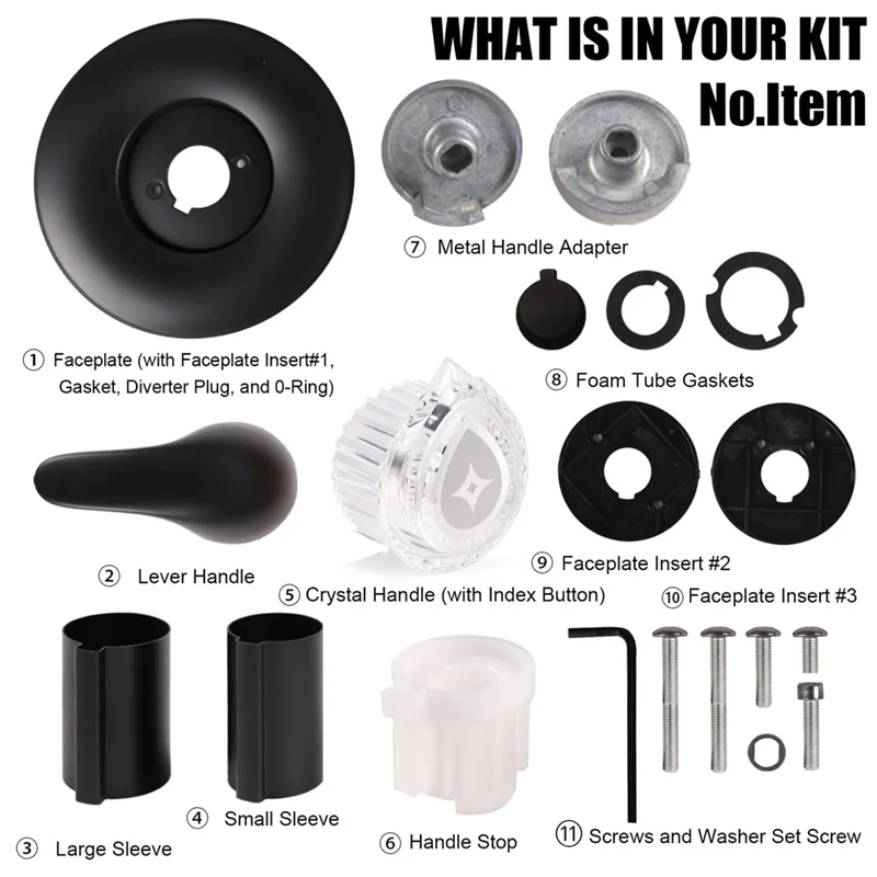 T98C-Black Shower Handle And Valve Kit For Moen Shower Handle Replacement Posi-Temp Valve Replacement