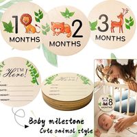 7PCS Wooden Monthly Milestone Cards Photography Accessories Baby Shower Gifts for Newborn Boy Girl Months Growth Souvenir Cards
