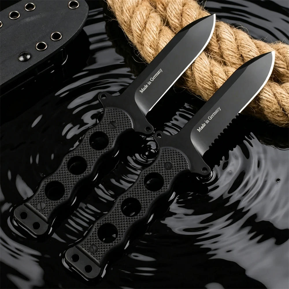 Eickhorn Solingen S.E.K. Cuchillo de hoja fija II Camping & Outdoor EDC – Acero DC53, herramientas de corte utilitarias con agarre antideslizante texturizado