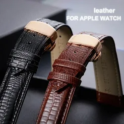 Crocodile Pattern Leather for Apple Watch Band 44mm 45mm 40mm 41mm 49mm 38/42mm Bracelet for Iwatch Series 7 6 8 5 SE 4