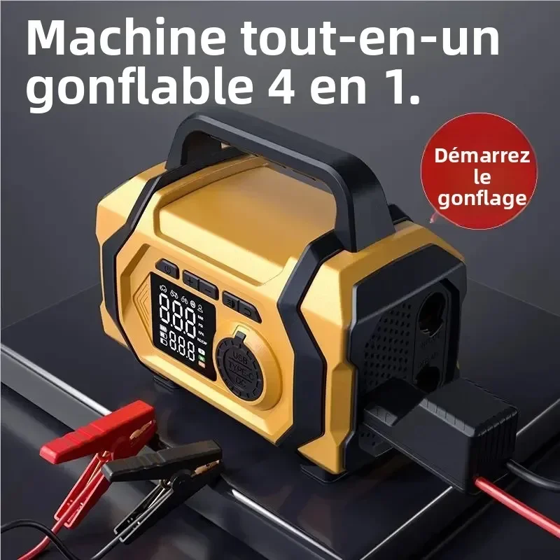 

8000mAh Cordless Air Pump Car Jump Starter Wireless Tire Inflator with USB Charging Power Bank Emergency LED Light