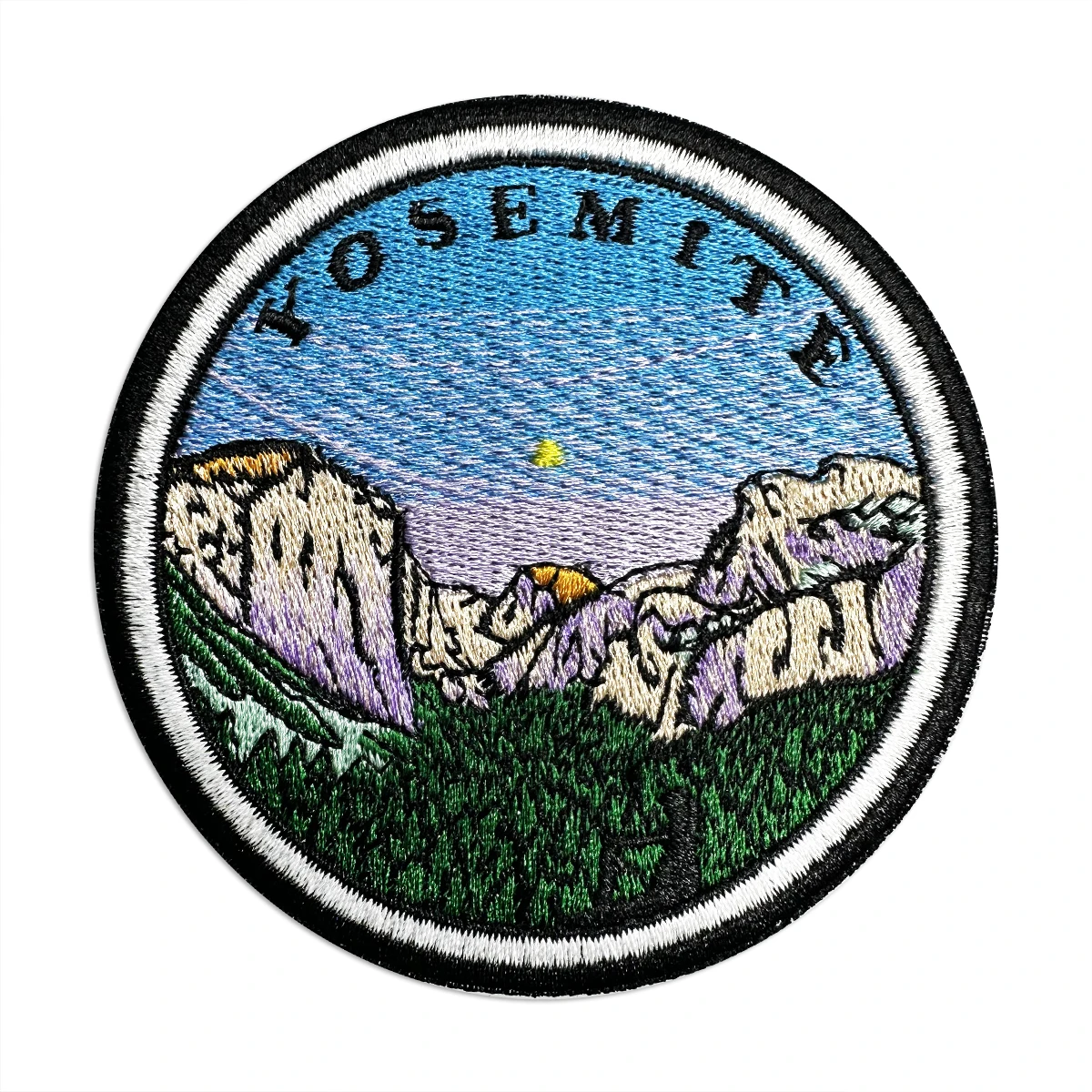 Yosemite National Park Embroidery Patches for Clothing Iron on Outdoor Adventure Beautiful Nature Landscape Round Patch DIY