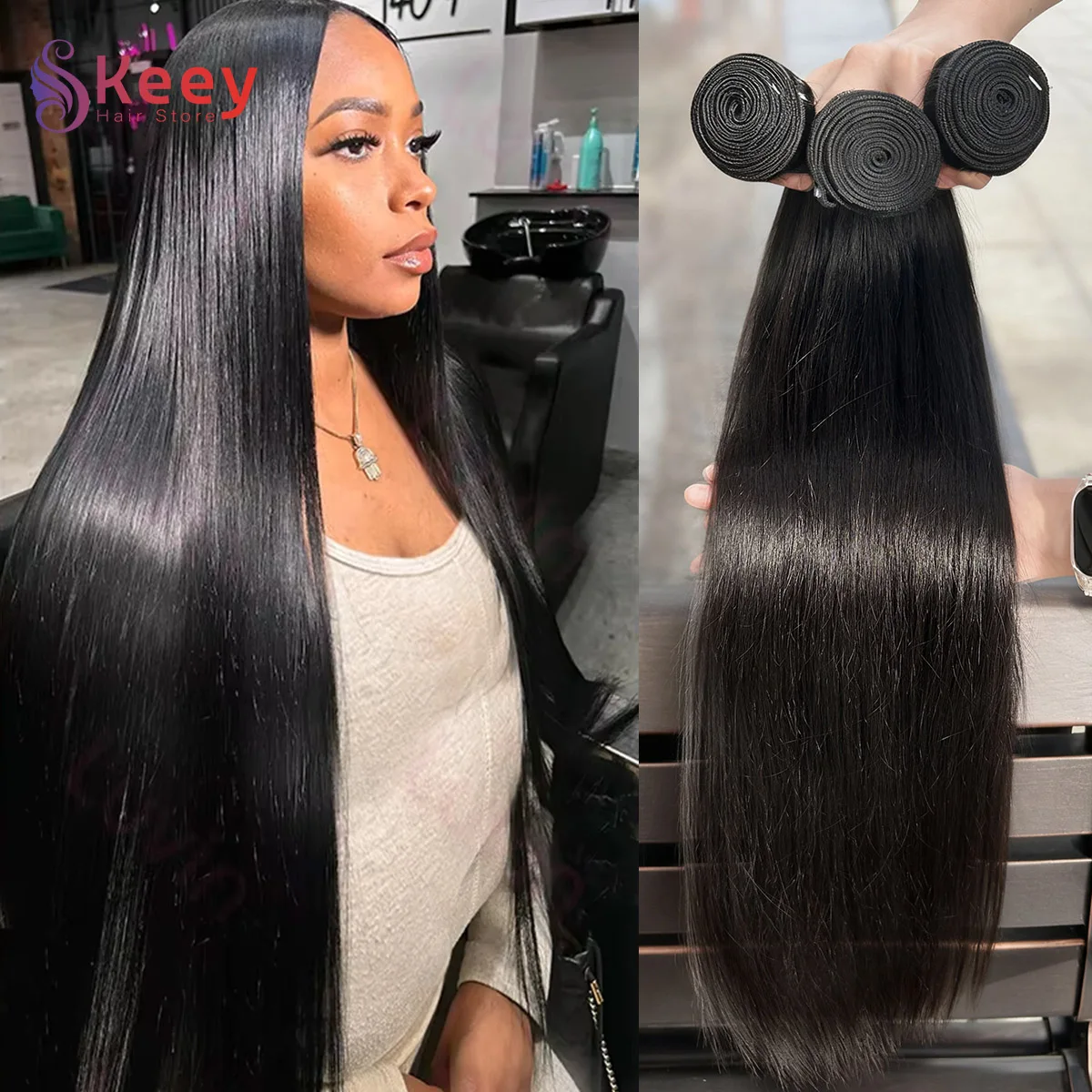 16A العظام مستقيم حزم الشعر البشري الخام مع الانفجارات الحرة 30 32 بوصة غير المجهزة عذراء الشعر نسج تمديدات شعر ريمي للنساء