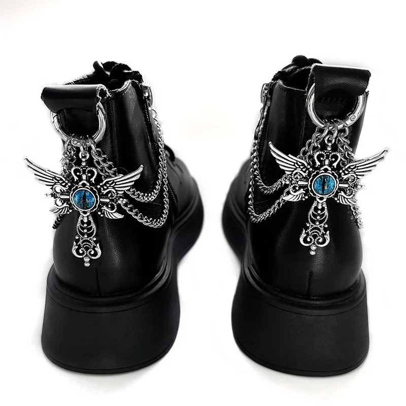 1pc Devil Eye Titanium Steel Shoe Chain Metal Entagram Pendant Women Shoes Decoration Accessories Boots Shoe Party Diy Jewelry