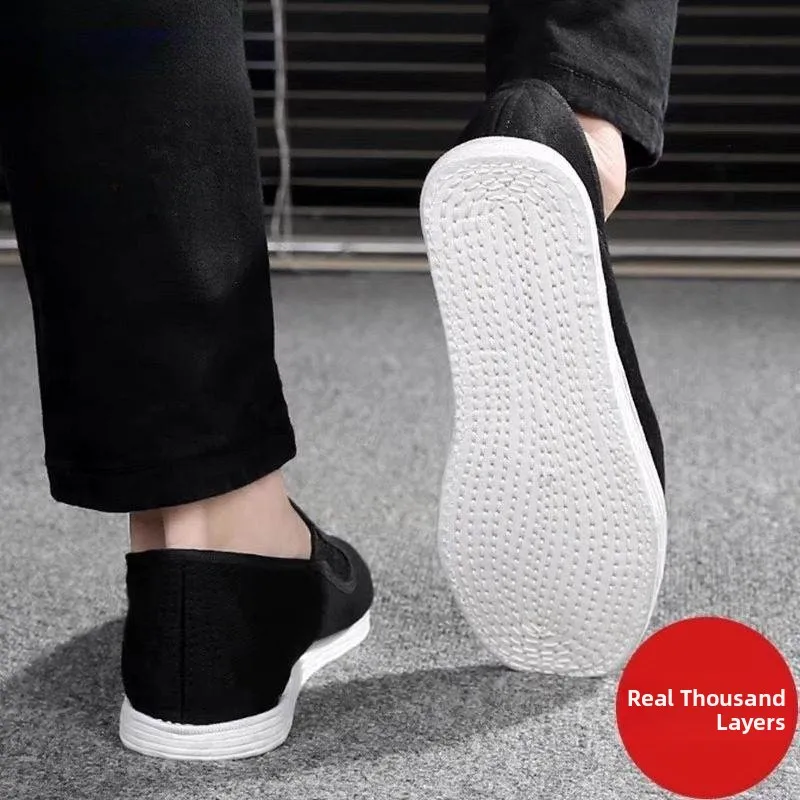 

Handmade Beijing Men's Casual oes Thousand Layer Bot Cloth oes Anti Odor Breathable Retro Traditional Cloth oes