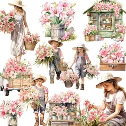 12Pcs/Pack Lily Lady Children Sticker DIY Craft Scrapbooking Album Junk Journal Decorative Stickers