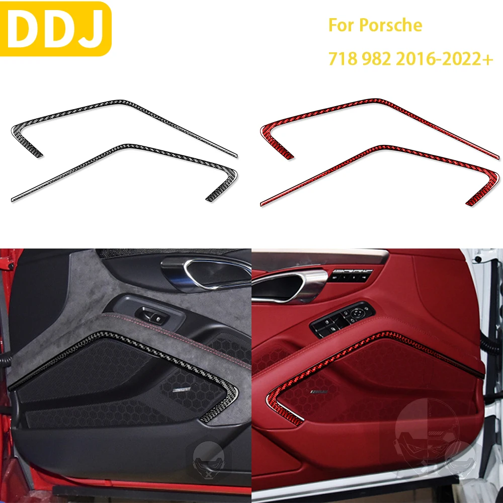 

For Porsche Boxster Cayman 718 982 2016-2022 Car Door Trim Sticker Carbon Fiber Interior Car Accessories LHD RHD