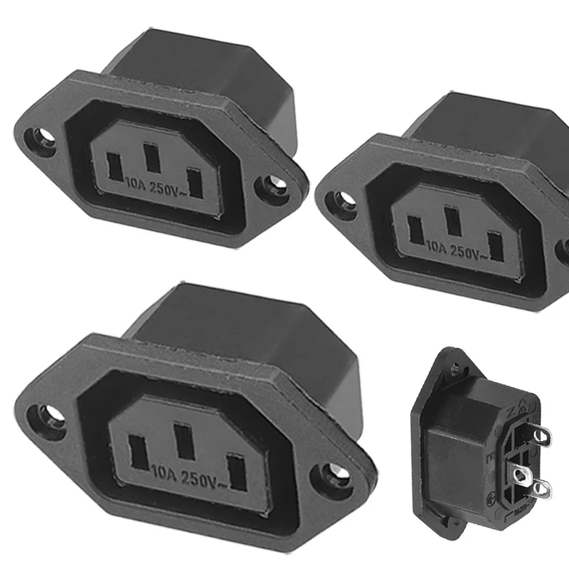 

5/20Pcs AC Electrical Socket AC-04F Female Jack Male Plug AC Connector 3Pin Copper Panel Mount Socket AC04F AC Power Socket