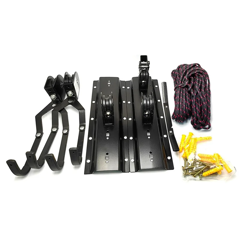 نظام رفع الدراجة في سقف المرآب - تخزين البكرة مع شماعات الدراجة، حامل فعال موفر للمساحة للدراجات - ABYA