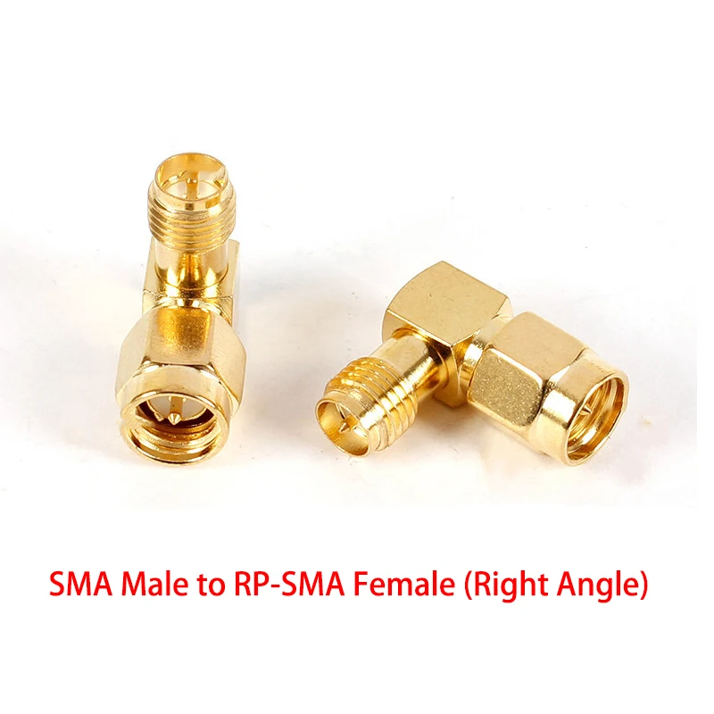 1pc SMA Zu SMA Adapter SMA Stecker auf RP SMA Buchse Stecker RF Stecker Kupfer Vergoldet SMA Spliter konverter Rechten Winkel – Detail 7