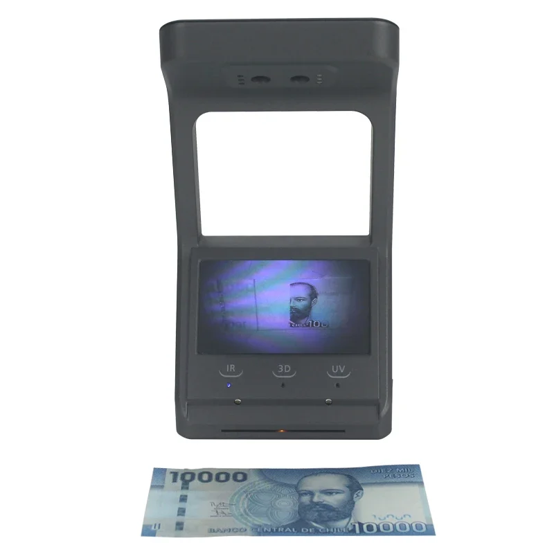 RUB USD EUR Money Cash Currency Detector Mini Portable Discriminator IR UV 3D HL-V80 Banknote Passport Cheque Detecting