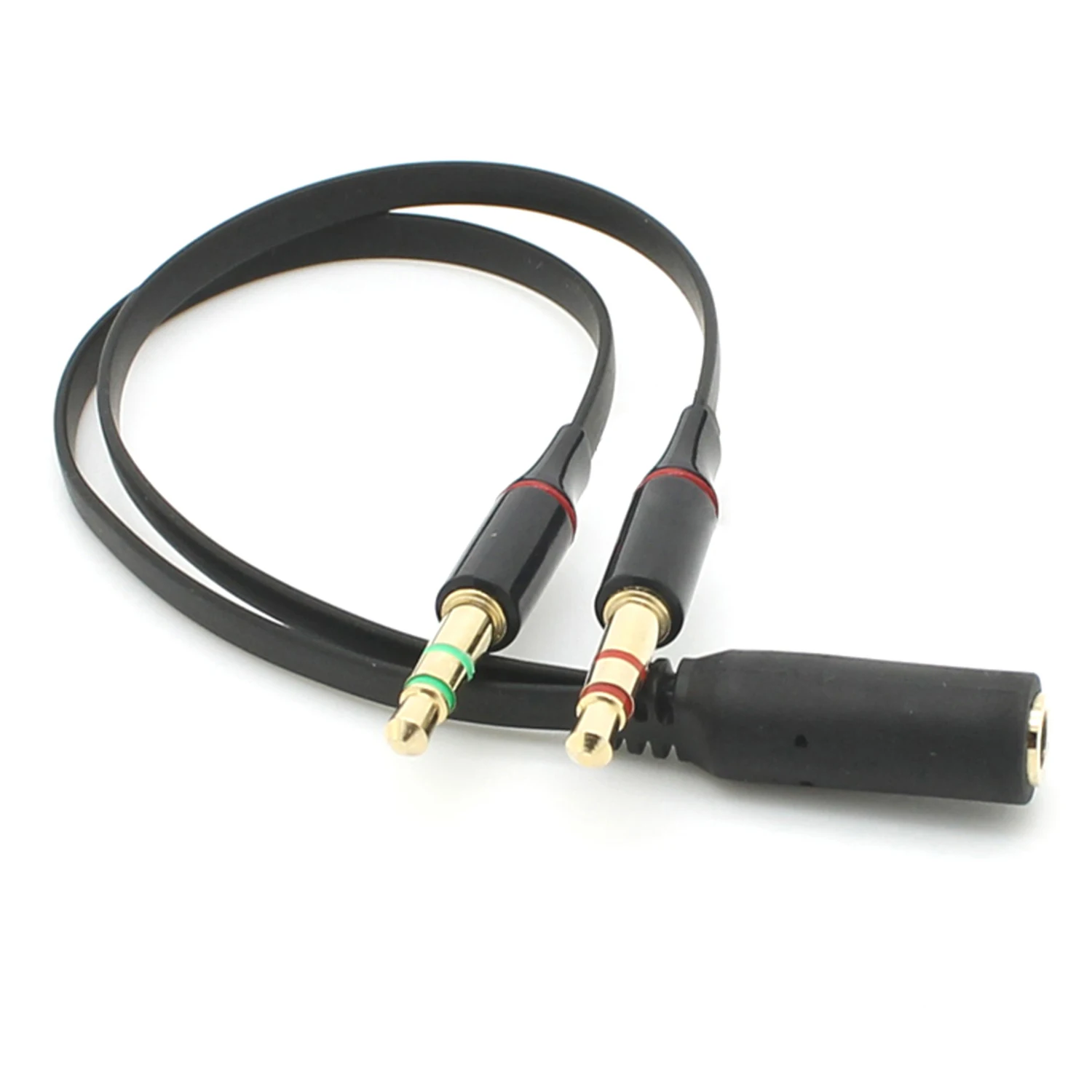 CYDZ  Dual 3.5mm Male to Single Female Headphone Microphone Audio Splitter Cable for Cell Phone & Tablet & Laptop Black Color