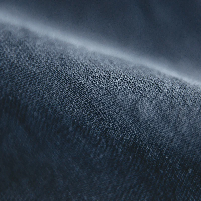Maden Jaqueta masculina azul-marinho estilo cazadora Gola virada assimetrica vários bolsos Casaco casual de algodão Roupa exterior solta Tamanho