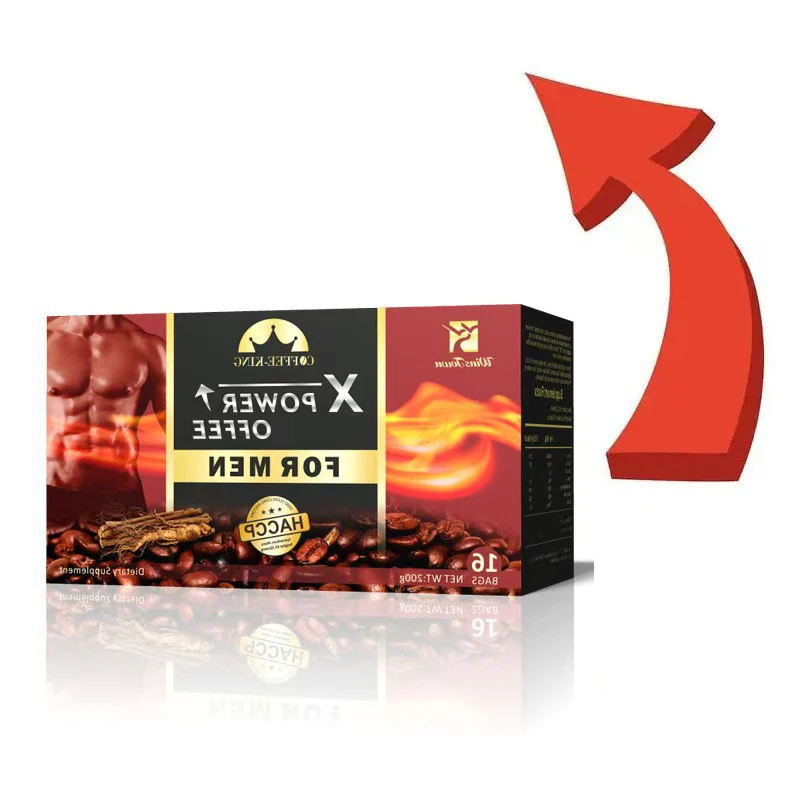 Hot Selling Custom X Power Coffee Box OEM/ODM Custom-made 16pcs/box Winstown Kidney Eurycoma Longifolia Box Men Increase Energy