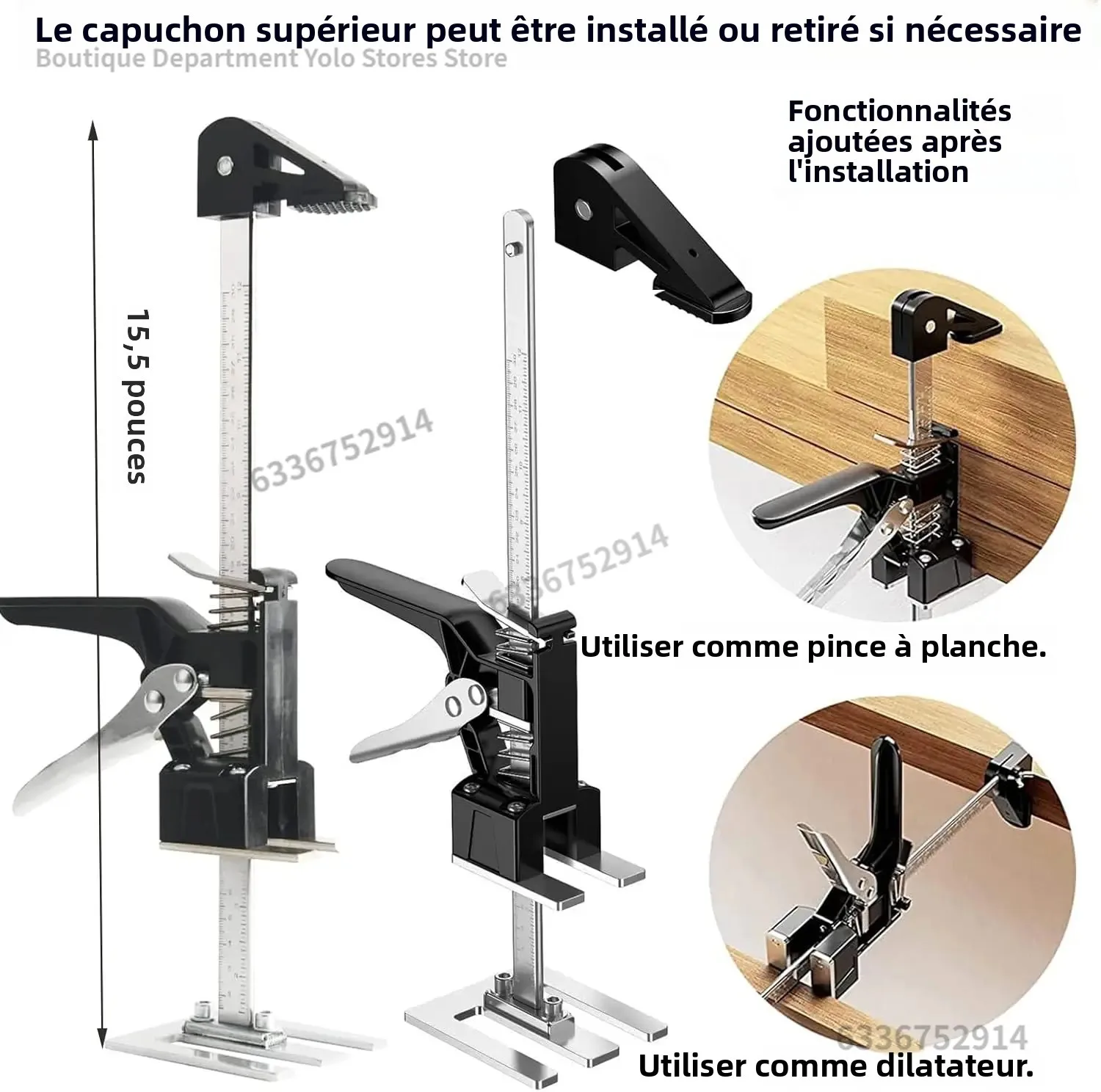 ذراع توفير العمالة 15.5 بوصة ارتفاع منظم أداة رفع يدوية رافع جاك لتثبيت خزائن باب خزانة مجلس رافع #2