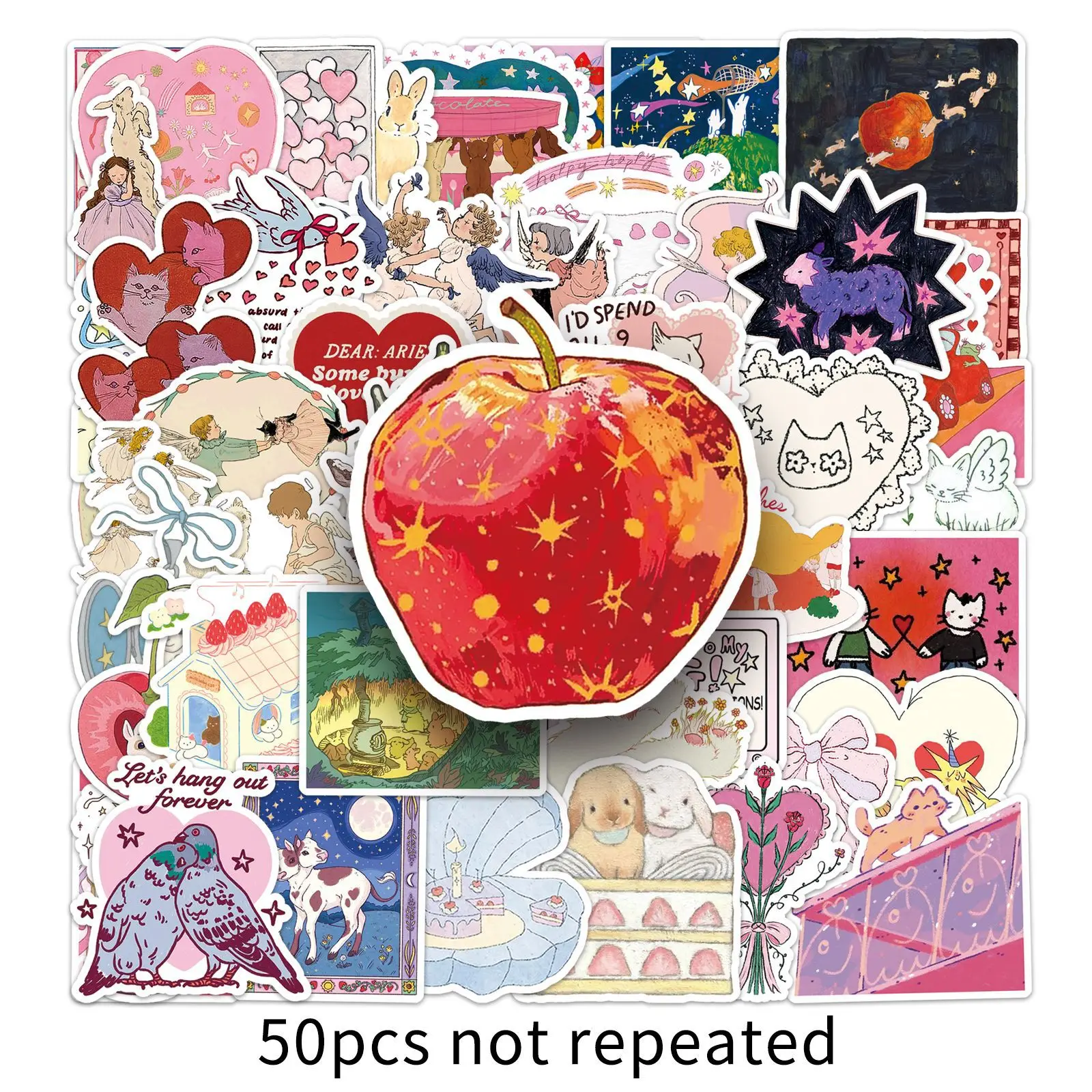 

10/50PCS Fairy Tale Style Stickers Cute Cartoon Girl Heart Cute Doodle Decal Kids Toy Gift Decoration Water Cup Cell Phone Case