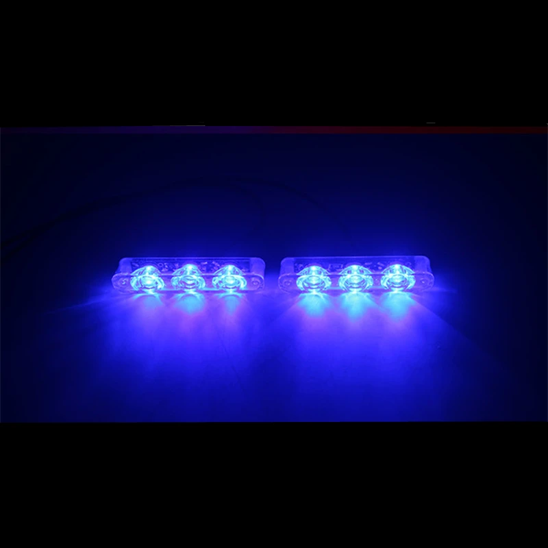 2PCS Police Lights Led Strobe Lights Flasher 3 LED Auto Flash Stroboscopes Strobe Light Parking Signal Light Emergency Warning