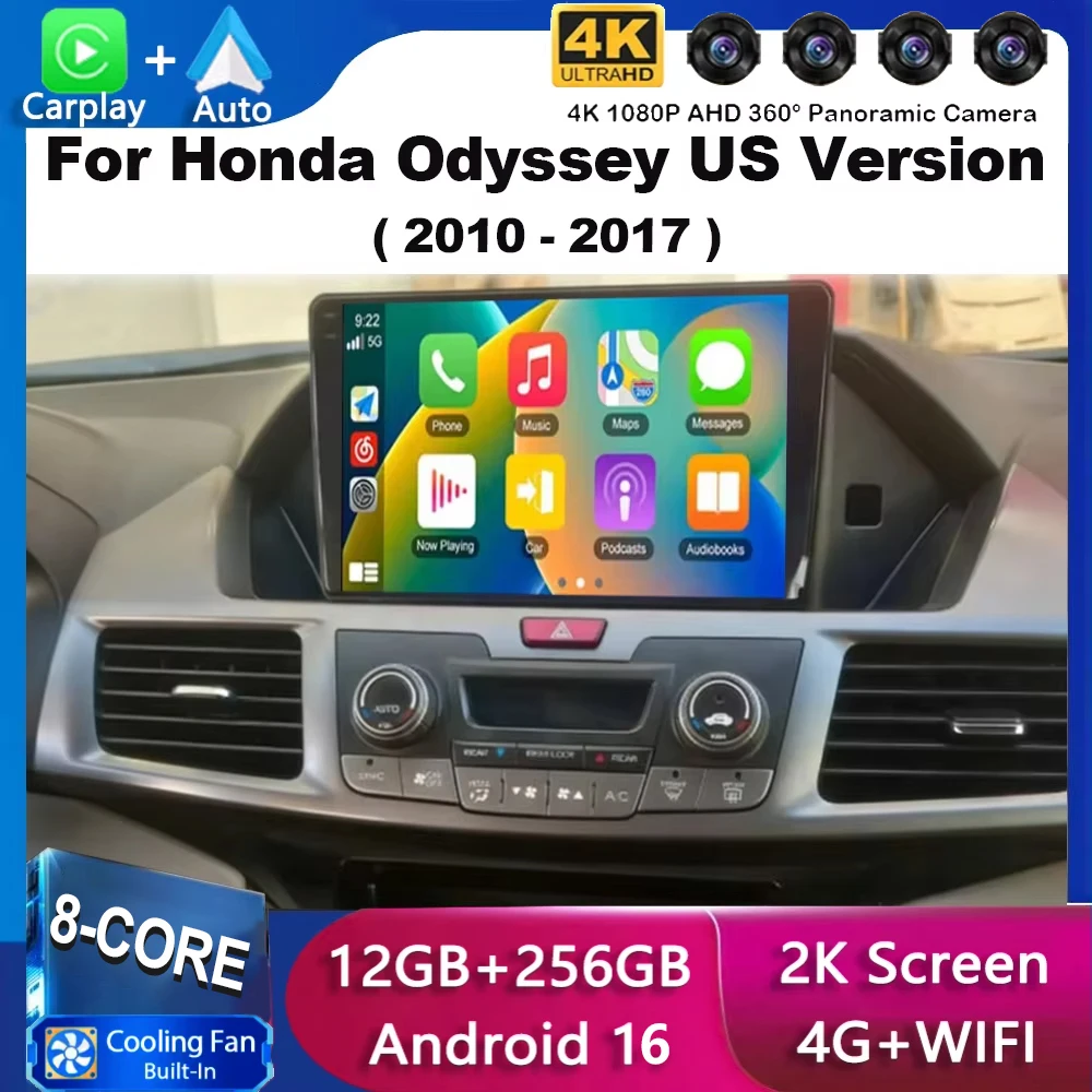 For Honda Odyssey US Version 2010 2011 2012 2013 2014 2015 2016 2017 Android 16 Car Radio Multimedia Video Player GPS Navigation