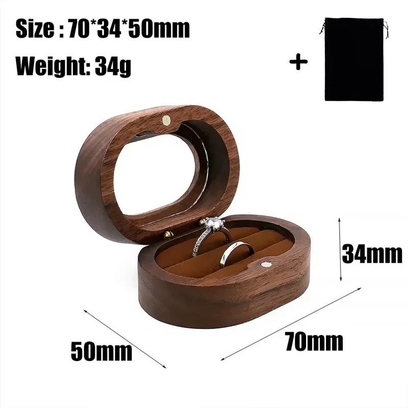 1PCS Free Custom Wooden Wedding Ceremony Ring Box Clear Personalized Engraved Engagement Proposal Holder Bridal Gift For Her