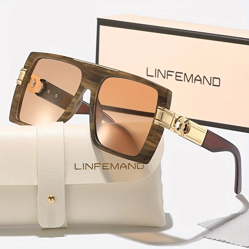 LINEFMAND Große quadratische Dekoration Damenmode Sonnenbrille Luxus Markendesign Karneval Party Trendy Dressing Urlaubsgeschenke