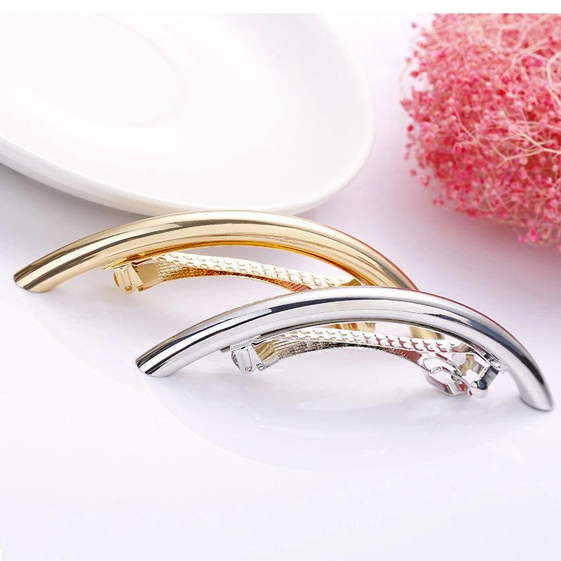 2022 Hot Fashion Long Women Hair Clips Metal Gold/Silver Plain  Tube Big Hairgrip Hairpin Accessoires Metal Hair Clips