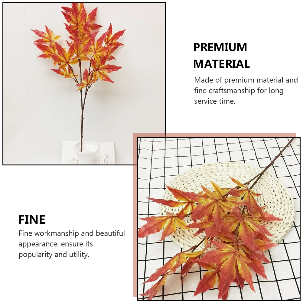 

2Pcs High Quality Maple Leaf Branches Artificial Plant Decoration Fresh Greenery Supplies