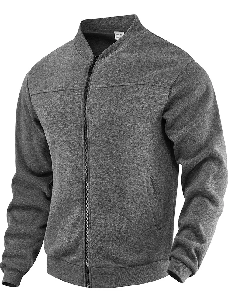 

Men's Thickened Fleece Lined Brushed Casual Jacket Loose Fit Breathable Zipper Closure Color Youth Fashion Autumn Wear